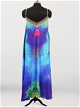 blue and turquoise v neck printed long dress