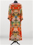 chinese flower v neck printed dress
