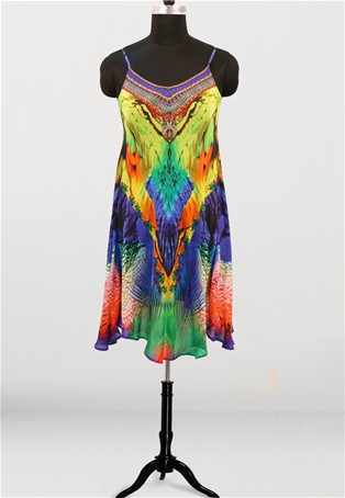 multi feathered v neck printed shoe string top