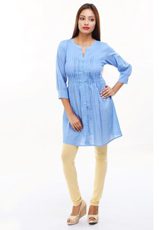 readymade blue cotton ladies top wear