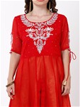 red georgette anarkali long kurti