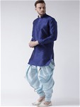 royal blue dupion silk kurta with dhoti style
