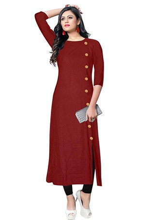 maroon rayon long kurti with legging