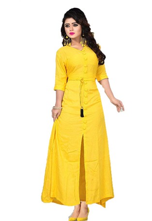 yellow rayon long kurti with legging