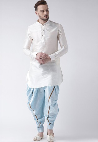 white dupion silk kurta with dhoti style