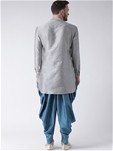 grey dupion silk kurta with dhoti style