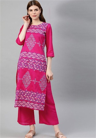 pink poly silk party wear kurti with bottom