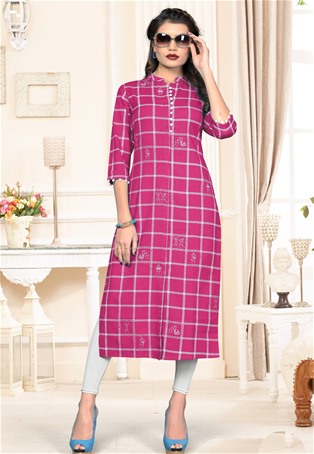 pink cotton designer kurti