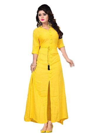 yellow rayon party wear kurti