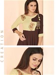 brown heavy riyon party wear long kurti