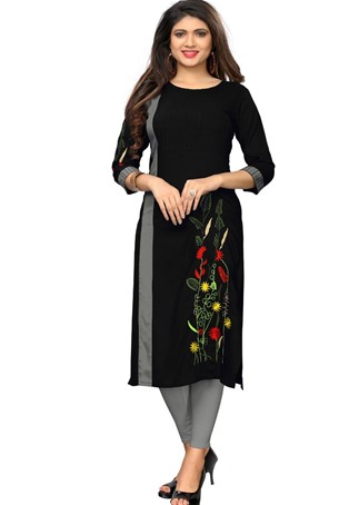 rayon casual wear kurti in black color