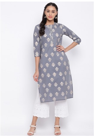 cotton casual wear kurti in grey color