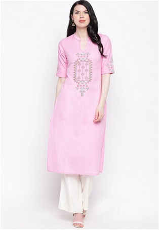 cotton casual wear kurti in light pink color