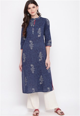 cotton casual wear kurti in blue color