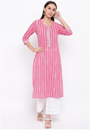 cotton casual wear kurti in pink color