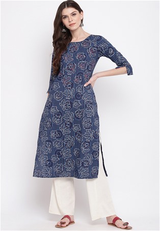 cotton casual wear kurti in blue color