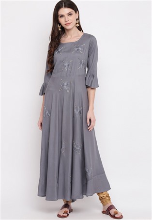 rayon casual wear kurti in grey color