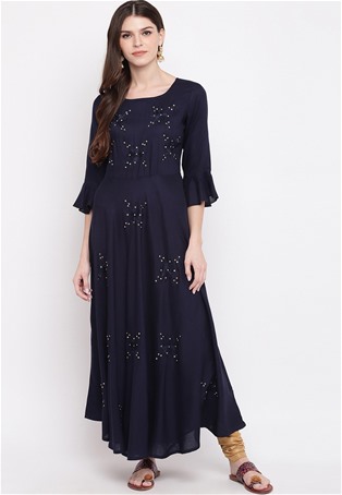 rayon casual wear kurti in dark blue color