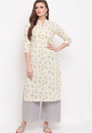 cotton casual wear kurti in off white color