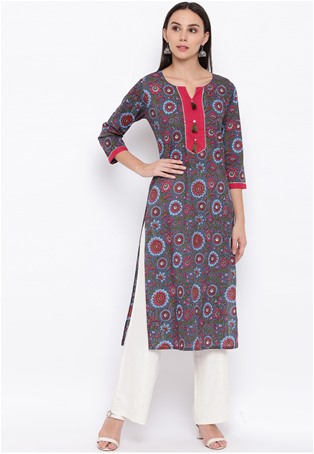cotton casual wear kurti in grey,pink color