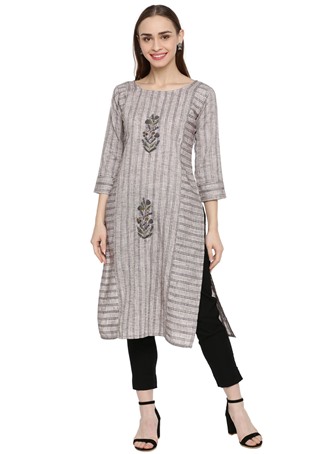 cotton blend casual wear kurti in grey color