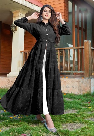 black georgette readymade long kurti