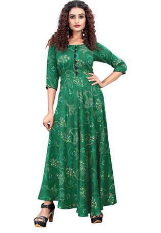 green rayon designer long kurti