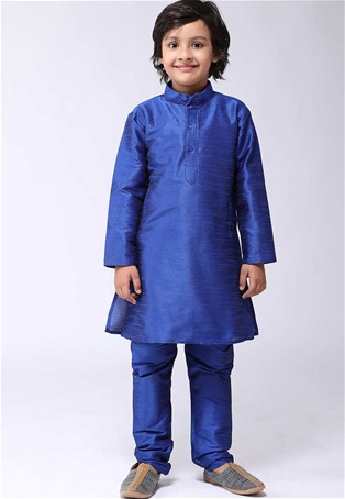 royal blue dupion silk boys kurta pajama