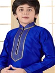 royal blue jacquard traditional boys kurta and pajama