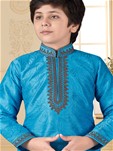 sky blue art silk traditional boys kurta and pajama