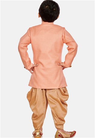 peach cotton silk blend boys dhoti kurta