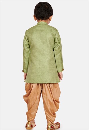 green cotton silk blend boys dhoti kurta