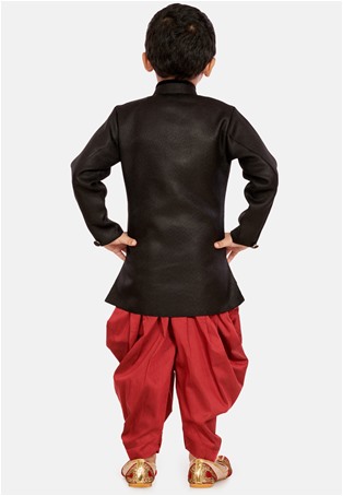 black cotton silk blend boys dhoti kurta