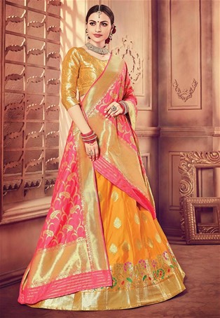 Banarasi Silk Lehenga Blouse Designs New with Price