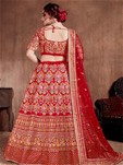 red semi-stitched wedding lehenga choli