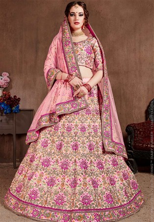 pastel pink semi-stitched wedding lehenga choli