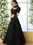 black georgette wedding designer lehenga choli