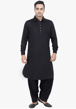 black cotton kurta pyjamas