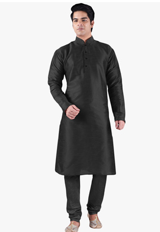 black silk blend kurta pyjamas