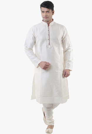 white cotton silk kurta pyjamas