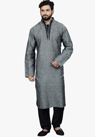 dark grey linen kurta pyjamas