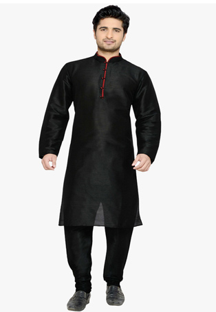 black cotton silk kurta pyjamas