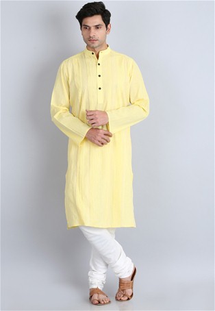 yellow cotton long kurta paijama