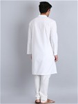 white cotton long kurta paijama
