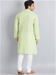 green cotton long kurta paijama