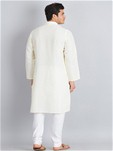off white linen cotton long kurta paijama