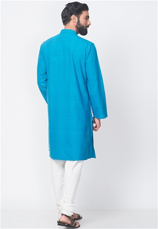 royal blue cotton full sleeves long kurta