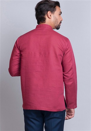 light pink linen cotton super short kurta