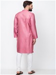 light pink viscose tussar placket fitted long kurta