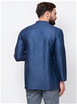 navy blue viscose tussar embroidered short kurta